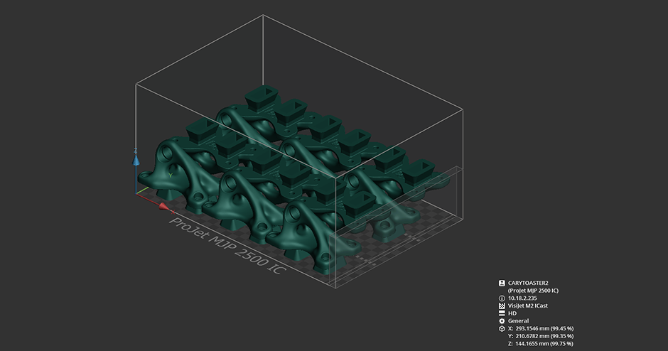 3D Systems ProJet MJP 2500 IC 3D Sprint Bracket Build Image 